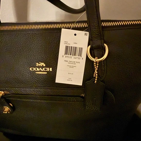 Coach Black Pebbled Leather Tote - Picture 3 of 4